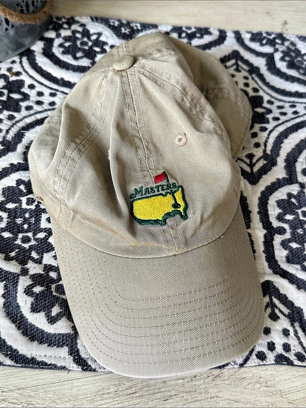 Embroidered Masters  Baseball Cap in Beige